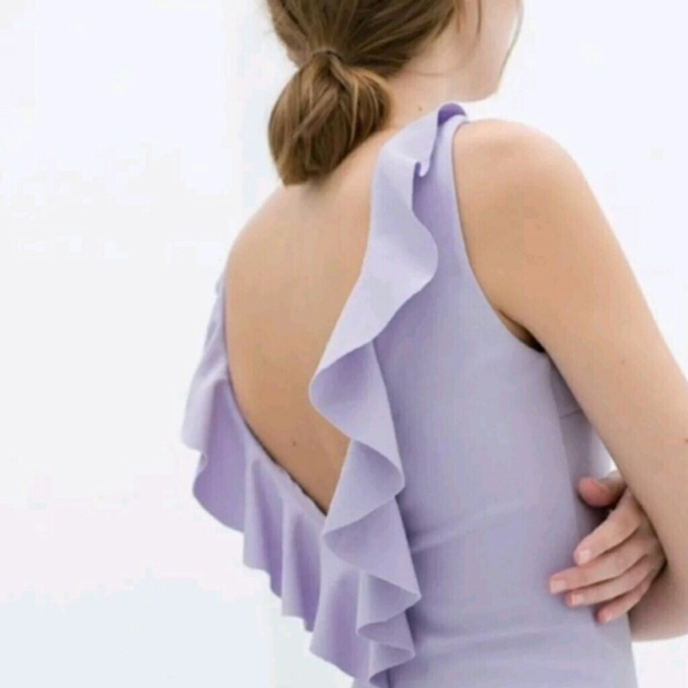 Zara open back ruffle dress, lavender